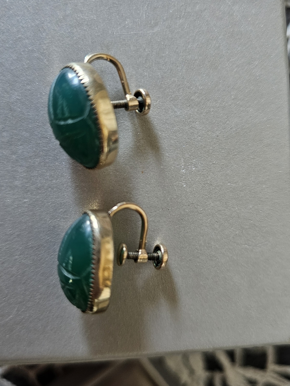 vintage Mid-Century Egyptian Revival scarab earrings AMCO
